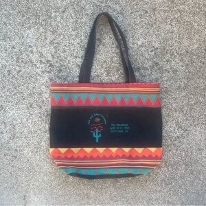 Vintage Fabriko Canvas Tote Bag Aztec Southwest Geometric Design 90s